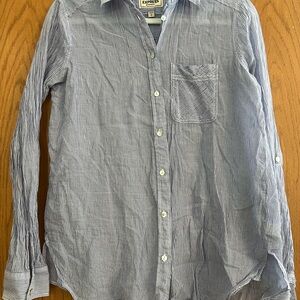 Express Women’s Casual Blue and White Striped Shirt